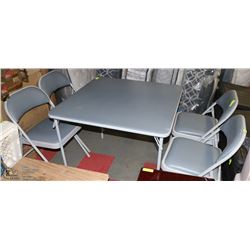GREY FOLDING CARD TABLE WITH 4 CHAIRS