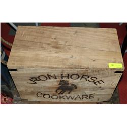 SOLID WOOD IRON HORSE COOKWARE CRATE