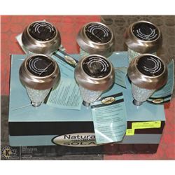 LOT OF 6 STAINLESS SOLAR PATHWAY CRACKLE LIGHTS