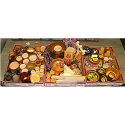 LARGE ESTATE FLAT OF WOOD CARVED AND HANDPAINTED