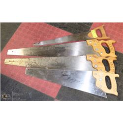 GROUP OF 4 WOOD HAND SAWS
