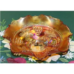 VINTAGE FENTON CARNIVAL GLASS 7" RUFFLED "GRAPE"