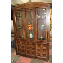 2PC SOLID WOOD LIGHTED CHINA CABINET 55"X84"