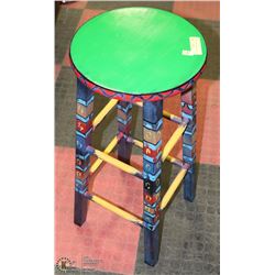 MEXICAN THEMED WOOD STOOL