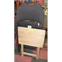 SOLID MAPLE TV TABLE WITH FOLDING CHAIR