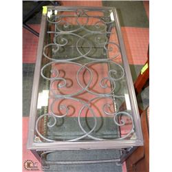 WROUGHT IRON AND GLASS COFFEE TABLE