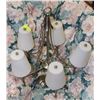 Image 1 : GLASS AND BRUSH NICKEL CHANDELIER WITH WHITE