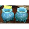 Image 1 : PAIR OF ESTATE BLUE ART GLASS VASES