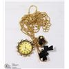 Image 1 : ESTATE  NECKLACE WITH CLOCK PENDANT