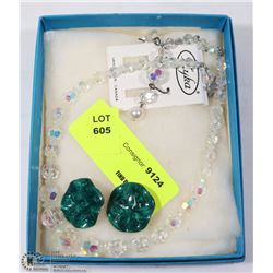 ESTATE NECKLACE WITH ENAMEL EARRINGS