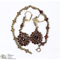 ESTATE GARNET EARRING AND BRACELET SET