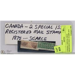 CANADA 2 SPECIAL ISSUE REGISTERED MAIL STAMPS 1875