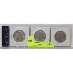3 USA HALF DOLLAR COINS INCL 1972, 1973 AND 1974