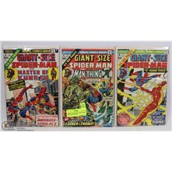 THREE 1970S MARVEL GIANT SIZED SPIDER MAN COMICS