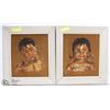 Image 1 : SET OF 2 VINTAGE FRAMED VELVET PRINTS BY