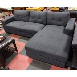 APT SIZE GREY FABRIC CHAISE LOUNGE SECTIONAL