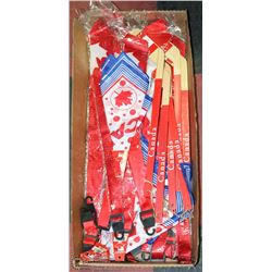LOT OF 21 CANADA DAY TIES, 8 LADIES SCARVES AND 6