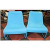 Image 1 : 2 BLUE FABRIC AND METAL CHAIRS