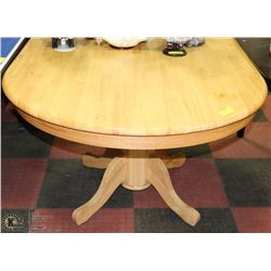 LIGHT COLOR SOLID WOOD OVAL PEDESTAL DINING TABLE
