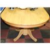 Image 1 : LIGHT COLOR SOLID WOOD OVAL PEDESTAL DINING TABLE