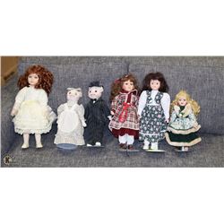 ESTATE COLLECTION OF 6 PORCELAIN DOLLS AND PIGS