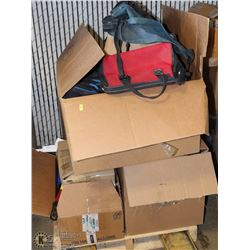 PALLET WITH TOOLS, BAGS AND MORE