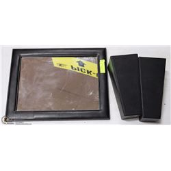 BLACK MIRROR AND VASES SET