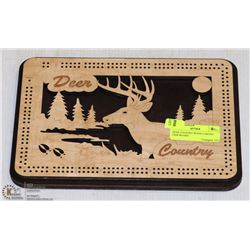 DEER COUNTRY WOOD CARVED CRIB BOARD
