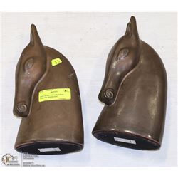 PAIR OF BRONZE COLOURED CERAMIC BOOKENDS