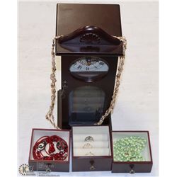 CHOCOLATE BROWN JEWELLERY BOX WITH CLOCK