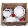 Image 1 : 3PC CERAMIC WHITE CANISTER SET W/ RED DISHES