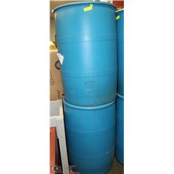 PAIR OF 50 GALLON BLUE RAIN BARRELS