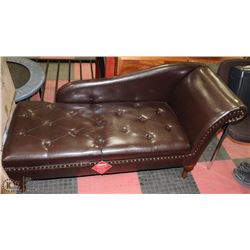 NEW BROWN LEATHERETTE STORAGE CHAISE LOUNGE