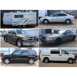 FEATURE CARS, CAMP TRAILER, TRUCKS AND CARGO VAN