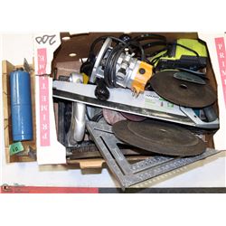 LARGE BOX OF POWER TOOLS, HAND TOOLS AND MORE