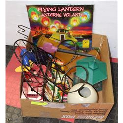 BOX W/HANGING TEA LIGHTS, BIRD FEEDER