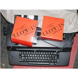 IBM ELECTRIC TYPEWRITER WITH COVER AND 2 BOXES OF