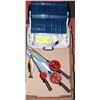 Image 1 : FLAT OF 3 ICE FISHING RODS & PLANO TACKLE BOX WITH