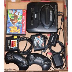 SEGA GENESIS CONSOLE WITH 2 CONTROLLERS & 3 GAMES