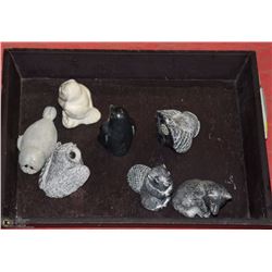 LOT OF 5 WOLF ORIGINAL CARVING ORNAMENTS, 1 RANKIN