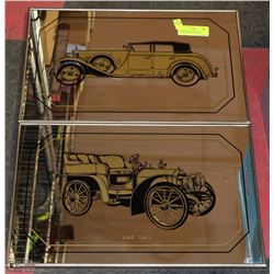 A PAIR OF RETRO MANCAVE MIRRORED WALL DISPLAYS