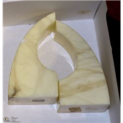 HAND CARVED GENUINE ALABASTER BOOKENDS