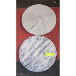 A PAIR OF MARBLE HEAT STAND, AND LAZY SUSAN