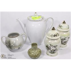 LOT OF ASST CHINA TEA POTS AND MORE