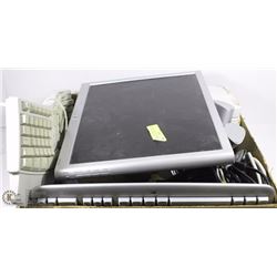 BOX W/ HP ADJUSTABLE MONITOR W/ TWO KEYBOARDS,