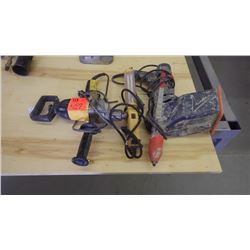 Electric Ryobi grout machine / Dwalt half inch drill / magnetic work light