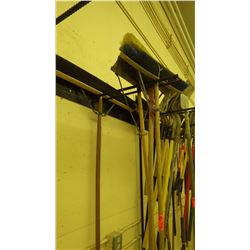 Row of 4 floor brooms