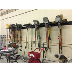 10 place wall mount tool rack, approximately 15' long. The Lot is the racking unit only.