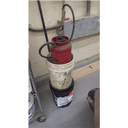 Sprayer with form spray / pail of form fluid and H.D. pry bar