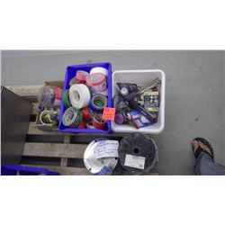 2 unused zinc plated chain (approx 200 feet plus half roll) box of assorted tape and box of staplers